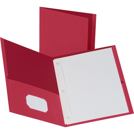 Business Source 2-Pocket Folder with Prong Fasteners, Red, PK25 BSN78510
